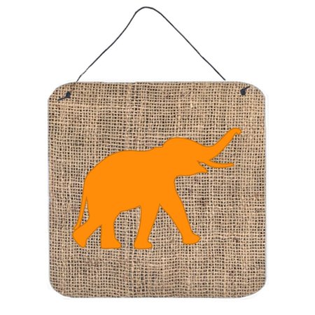 MICASA Elephant Burlap And Orange Aluminium Metal Wall Or Door Hanging Prints 6 x 6 In. MI718833